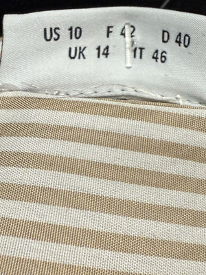 Akris Punto Beige & White Stripe Button Detail Blouse – Size US 10