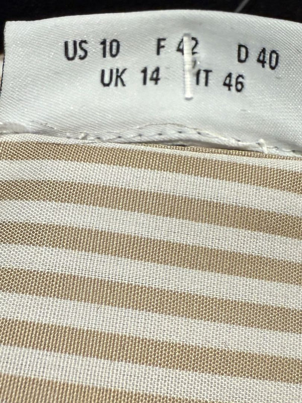 Akris Punto Beige & White Stripe Button Detail Blouse – Size US 10