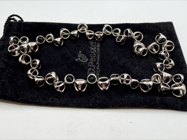 Di Modolo Sterling Silver Black Onyx Link Necklace & Openwork Earrings Set