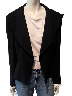 Chanel Black Wool Chain-Closure Tailored Jacket – Size 46