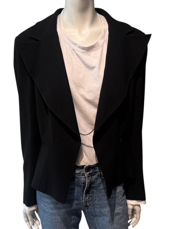 Chanel Black Wool Chain-Closure Tailored Jacket – Size 46