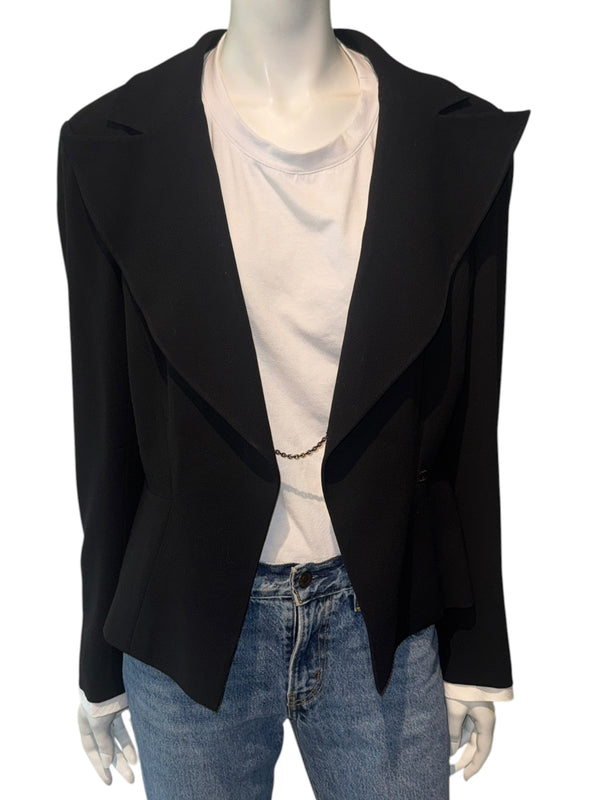 Chanel Black Wool Chain-Closure Tailored Jacket – Size 46