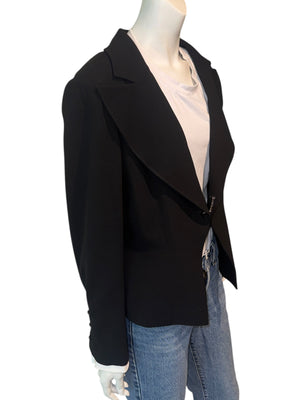 Chanel Black Wool Chain-Closure Tailored Jacket – Size 46