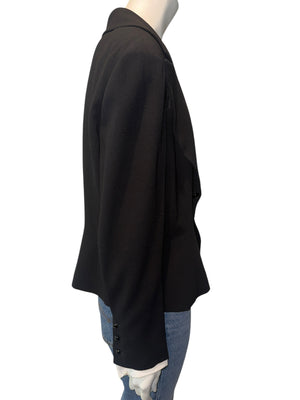 Chanel Black Wool Chain-Closure Tailored Jacket – Size 46