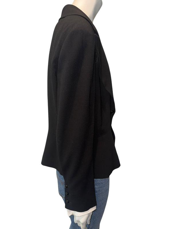Chanel Black Wool Chain-Closure Tailored Jacket – Size 46