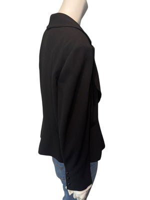 Chanel Black Wool Chain-Closure Tailored Jacket – Size 46