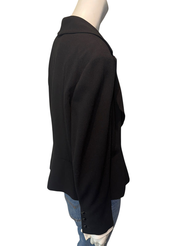 Chanel Black Wool Chain-Closure Tailored Jacket – Size 46