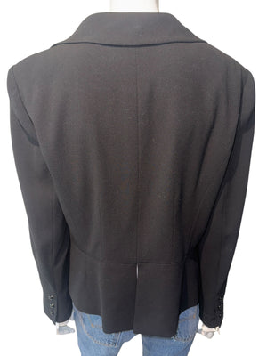 Chanel Black Wool Chain-Closure Tailored Jacket – Size 46