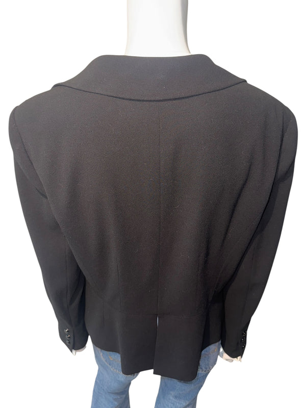 Chanel Black Wool Chain-Closure Tailored Jacket – Size 46