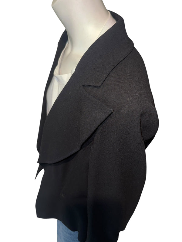 Chanel Black Wool Chain-Closure Tailored Jacket – Size 46