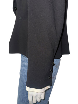 Chanel Black Wool Chain-Closure Tailored Jacket – Size 46