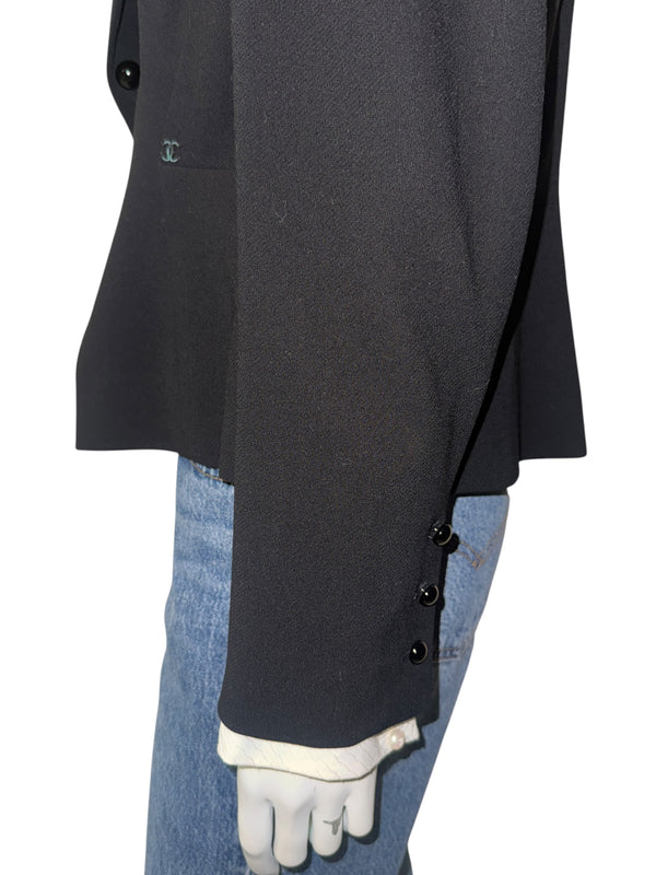 Chanel Black Wool Chain-Closure Tailored Jacket – Size 46
