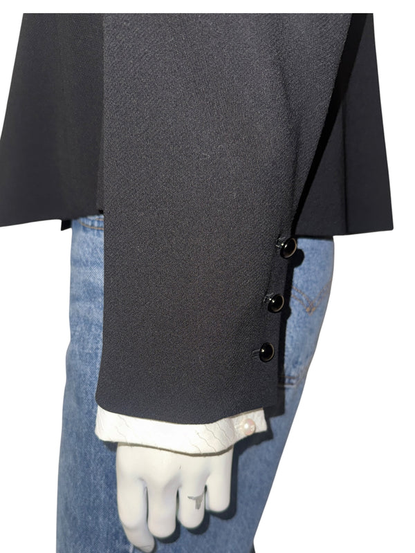 Chanel Black Wool Chain-Closure Tailored Jacket – Size 46