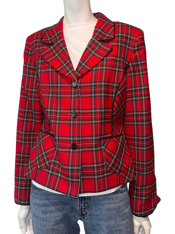 Pendleton Red Tartan Virgin Wool Blazer – Women's Size 10
