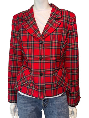 Pendleton Red Tartan Virgin Wool Blazer – Women's Size 10