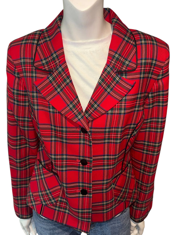 Pendleton Red Tartan Virgin Wool Blazer – Women's Size 10