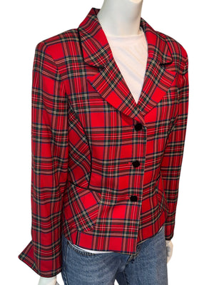 Pendleton Red Tartan Virgin Wool Blazer – Women's Size 10