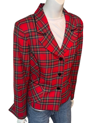 Pendleton Red Tartan Virgin Wool Blazer – Women's Size 10