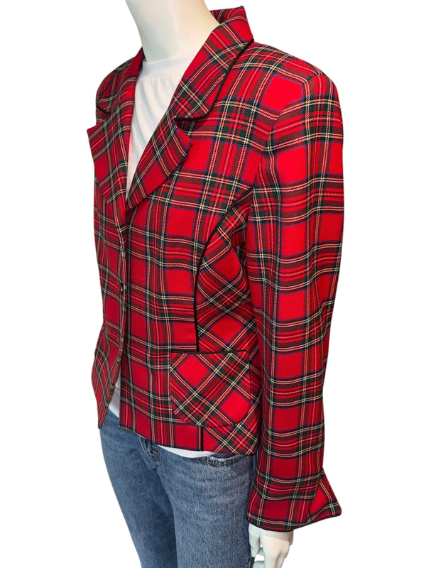Pendleton Red Tartan Virgin Wool Blazer – Women's Size 10
