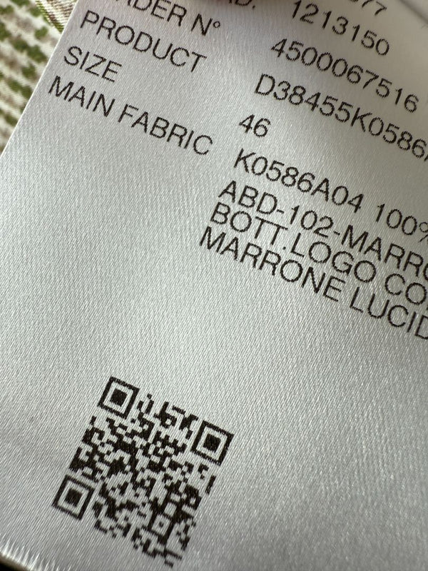 Kiton Olive & Taupe Silk Houndstooth Blouse and Pant Set – Size 46 (Fits M/L)