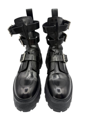 Alexander McQueen Black Leather Rave Buckle Ankle Boots – Women’s Size 40