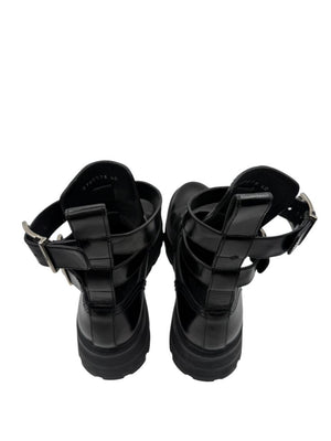 Alexander McQueen Black Leather Rave Buckle Ankle Boots – Women’s Size 40