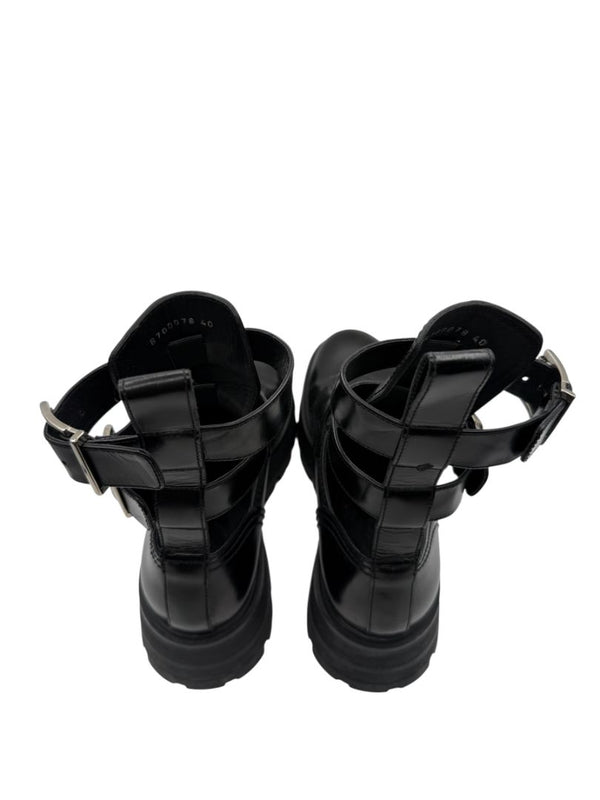 Alexander McQueen Black Leather Rave Buckle Ankle Boots – Women’s Size 40