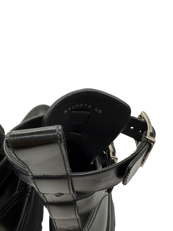 Alexander McQueen Black Leather Rave Buckle Ankle Boots – Women’s Size 40