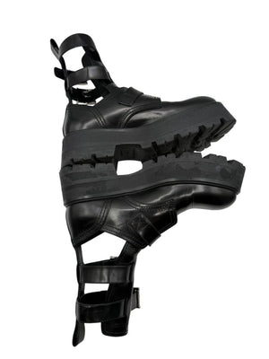 Alexander McQueen Black Leather Rave Buckle Ankle Boots – Women’s Size 40