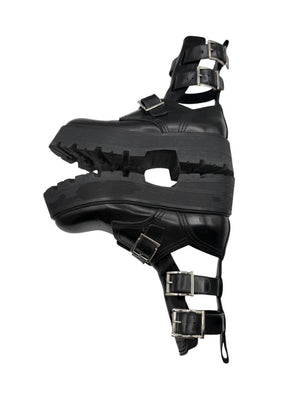 Alexander McQueen Black Leather Rave Buckle Ankle Boots – Women’s Size 40