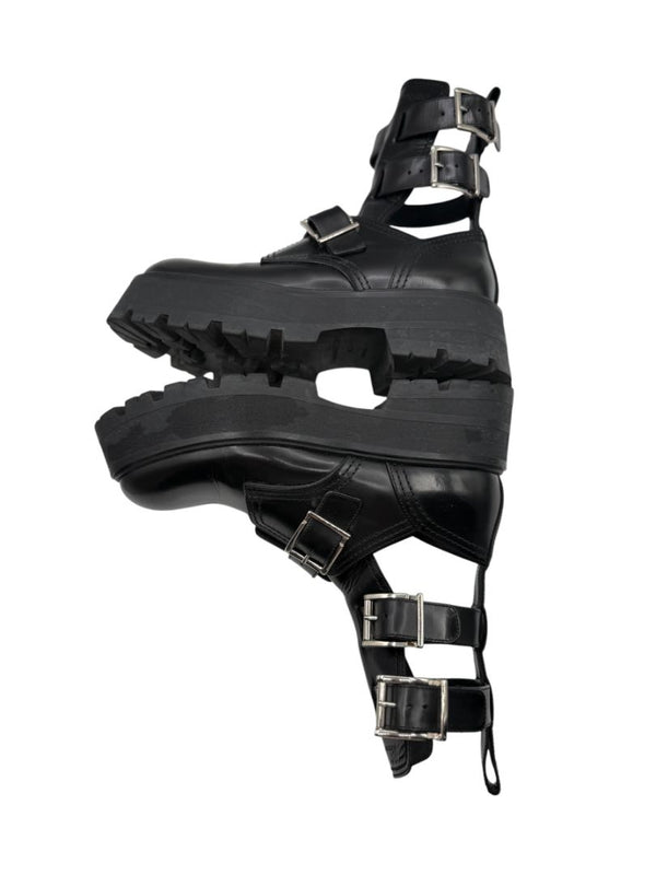 Alexander McQueen Black Leather Rave Buckle Ankle Boots – Women’s Size 40