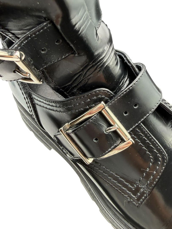 Alexander McQueen Black Leather Rave Buckle Ankle Boots – Women’s Size 40