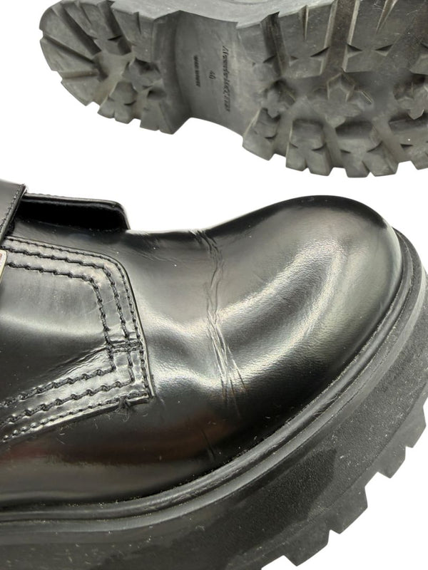 Alexander McQueen Black Leather Rave Buckle Ankle Boots – Women’s Size 40