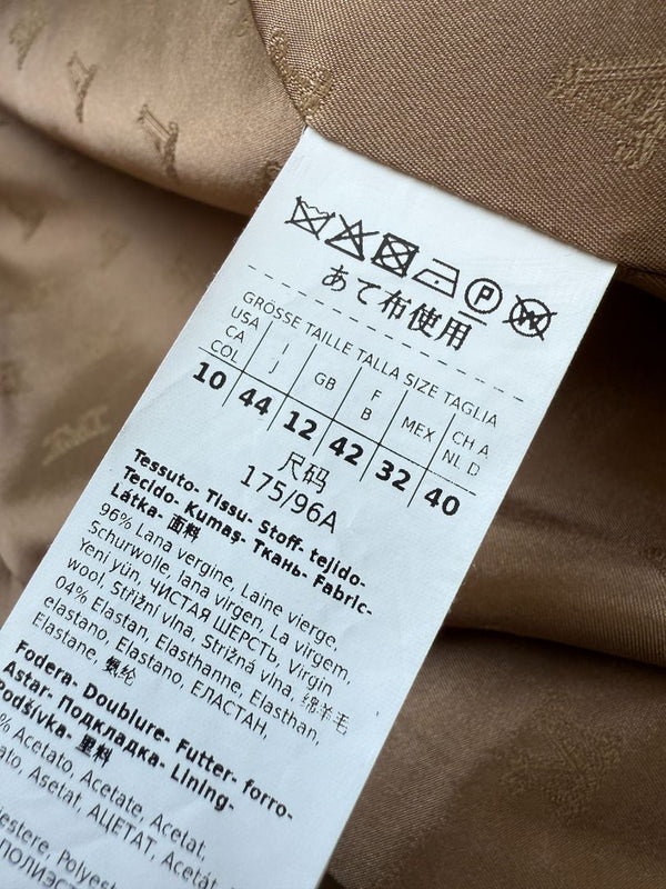 MaxMara Camel Virgin Wool Blazer & Pants Set – Jacket Size 10, Pants Size 14