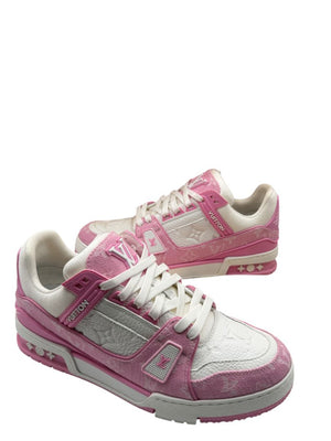 Louis Vuitton LV Trainer Pink Monogram Denim &. Leather Sneakers – Men’s Size 39