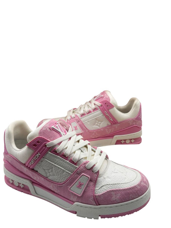 Louis Vuitton LV Trainer Pink Monogram Denim &. Leather Sneakers – Men’s Size 39