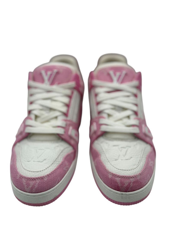 Louis Vuitton LV Trainer Pink Monogram Denim &. Leather Sneakers – Men’s Size 39