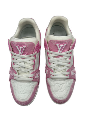Louis Vuitton LV Trainer Pink Monogram Denim &. Leather Sneakers – Men’s Size 39
