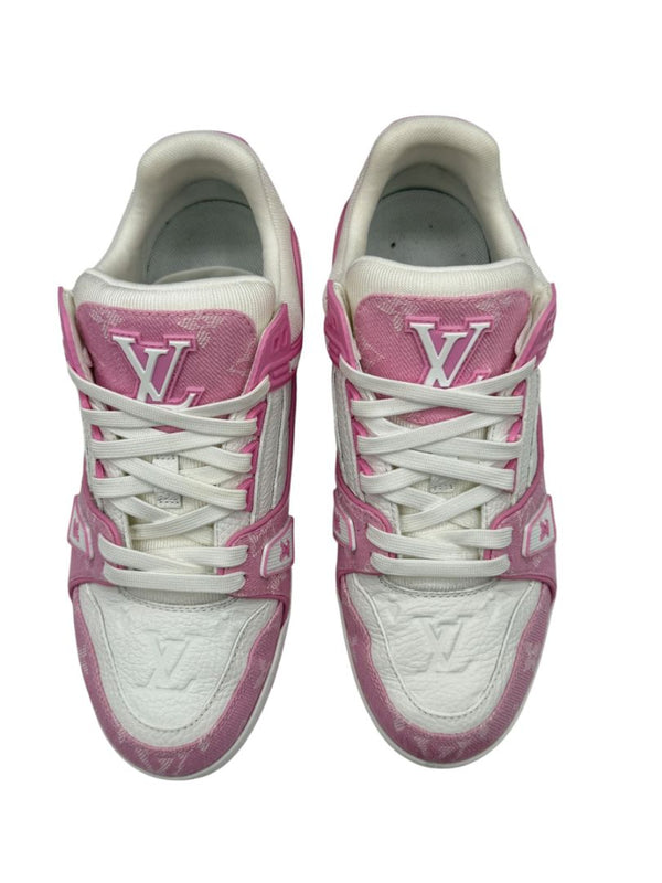 Louis Vuitton LV Trainer Pink Monogram Denim &. Leather Sneakers – Men’s Size 39