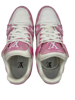 Louis Vuitton LV Trainer Pink Monogram Denim &. Leather Sneakers – Men’s Size 39