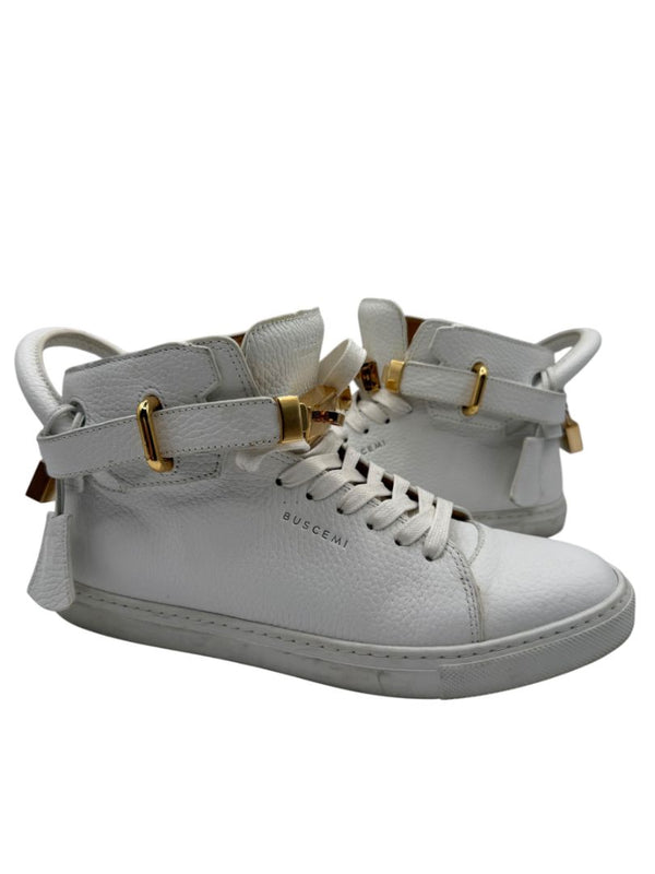 Buscemi 100MM White Leather High-Top Sneakers – Men’s Size 41