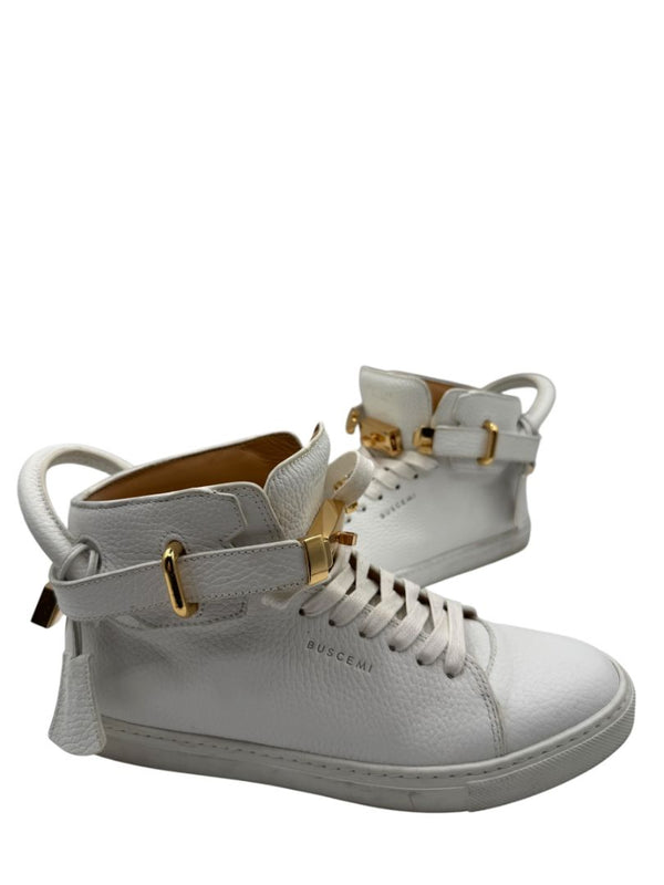 Buscemi 100MM White Leather High-Top Sneakers – Men’s Size 41