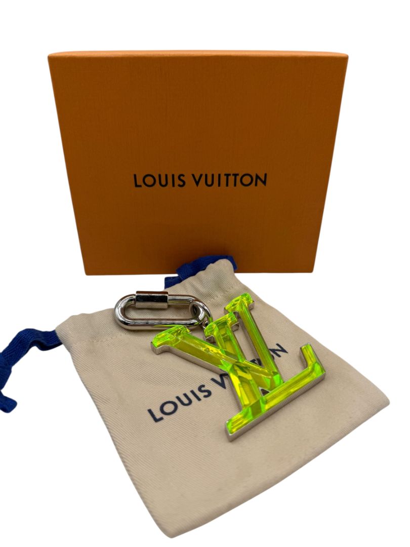 Louis Vuitton Virgil Abloh Neon Lime Lucite LV Bag Charm / Key Holder