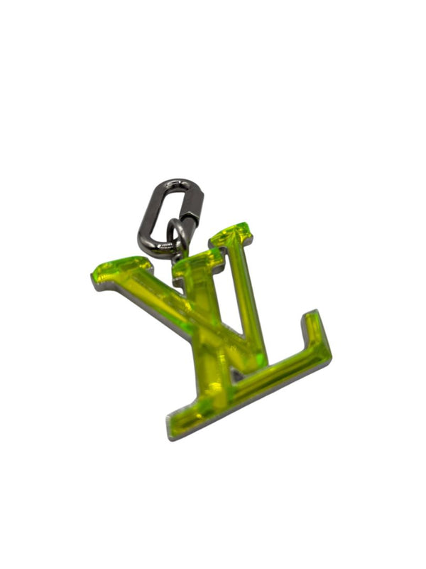 Louis Vuitton Virgil Abloh Neon Lime Lucite LV Bag Charm / Key Holder