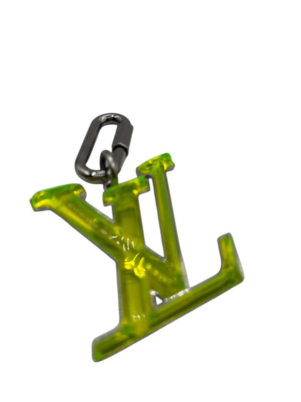 Louis Vuitton Virgil Abloh Neon Lime Lucite LV Bag Charm / Key Holder