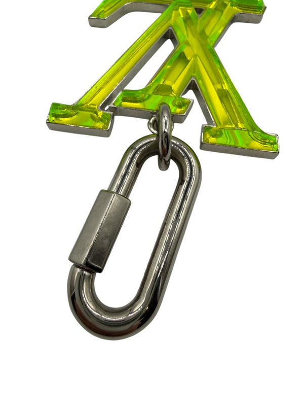 Louis Vuitton Virgil Abloh Neon Lime Lucite LV Bag Charm / Key Holder