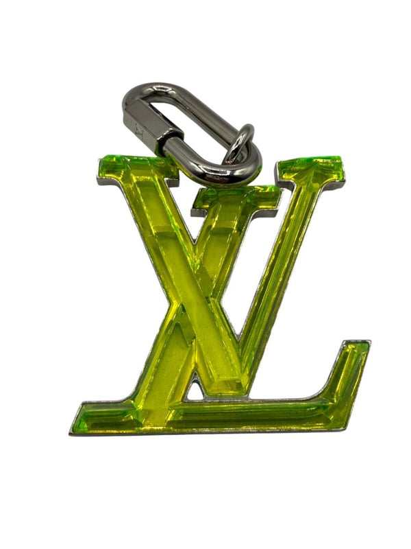 Louis Vuitton Virgil Abloh Neon Lime Lucite LV Bag Charm / Key Holder