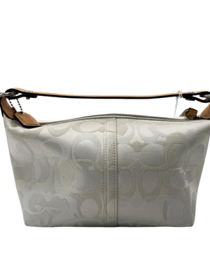 Coach Signature White Jacquard Shoulder Bag with Bee Appliqué | Style F053-7440