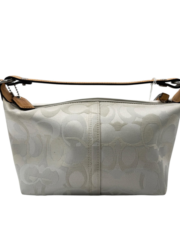 Coach Signature White Jacquard Shoulder Bag with Bee Appliqué | Style F053-7440