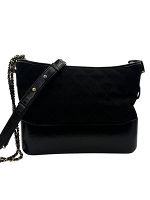 Chanel Gabrielle Coco Logo Wool & Calfskin Hobo Bag | Black | FW 2017 | Authenticity Card
